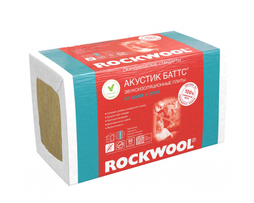 Базальтовая вата Rockwool Акустик Баттс 1000х600х50 мм 10 плит в упаковке